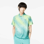 Men Lacoste V0ZN44 Yellow Light Green VRI Tennis x Novak Djokovic Player Version Polo