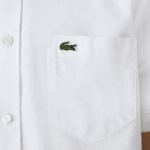 Men Lacoste V0ZN450 White 001 Regular Fit Cotton Shirt - Image 4