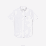 Men Lacoste V0ZN450 White 001 Regular Fit Cotton Shirt - Image 5