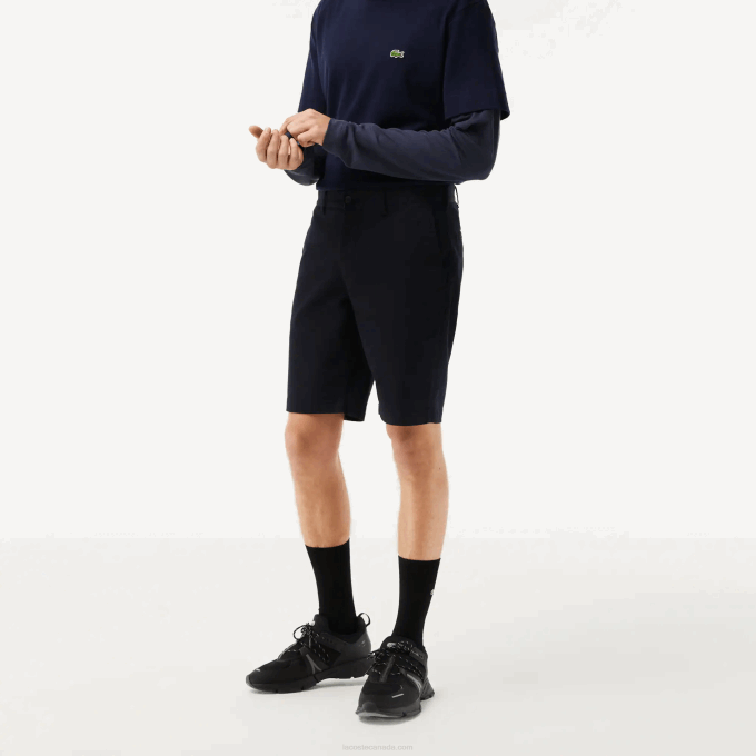 Men Lacoste V0ZN454 Navy Blue HDE Slim Fit Stretch Cotton Bermuda Shorts - Image 2