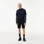 Men Lacoste V0ZN454 Navy Blue HDE Slim Fit Stretch Cotton Bermuda Shorts
