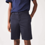 Men Lacoste V0ZN454 Navy Blue HDE Slim Fit Stretch Cotton Bermuda Shorts - Image 4