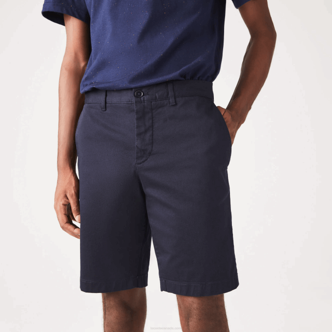Men Lacoste V0ZN454 Navy Blue HDE Slim Fit Stretch Cotton Bermuda Shorts - Image 4