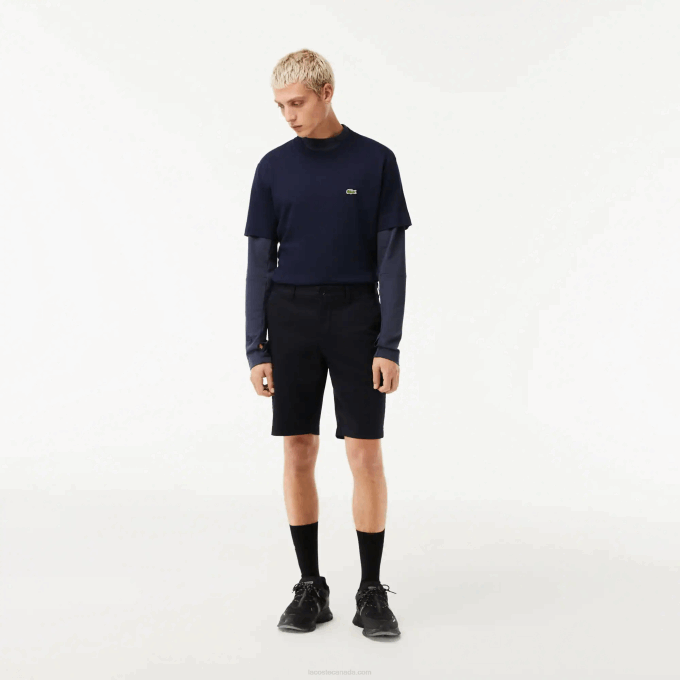Men Lacoste V0ZN454 Navy Blue HDE Slim Fit Stretch Cotton Bermuda Shorts - Image 1