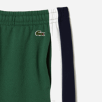 Men Lacoste V0ZN456 Green Navy Blue White WN7 Brushed Fleece Colorblock Shorts - Image 5