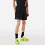 Men Lacoste V0ZN458 Black 8VM SPORT Check Stretch Mesh Shorts - Image 2