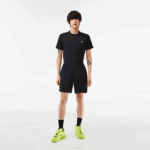Men Lacoste V0ZN458 Black 8VM SPORT Check Stretch Mesh Shorts