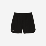 Men Lacoste V0ZN458 Black 8VM SPORT Check Stretch Mesh Shorts - Image 4