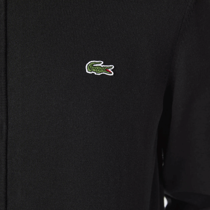 Men Lacoste V0ZN460 Black 031 Stand-Up Collar Organic Cotton Zippered Sweater - Image 6