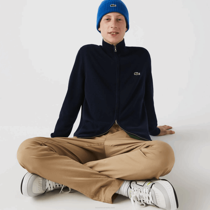 men_lacoste_v0zn461_navy_blue_166_stand_up_collar_organic_cotton_zippered_sweater.png Men Lacoste V0ZN461 Navy Blue 166 Stand-Up Collar Organic Cotton Zippered Sweater - Image 1