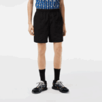Men Lacoste V0ZN465 Black 031 Waterproof Shorts - Image 2