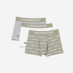 Men Lacoste V0ZN467 Khaki Green Grey Chine GC9 3-Pack Contrast Waist Trunks - Image 5