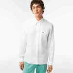Men Lacoste V0ZN469 White 001 Linen Shirt