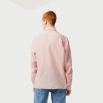 Men Lacoste V0ZN470 Light Pink T03 Linen Shirt - Image 3