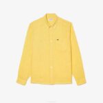 Men Lacoste V0ZN471 Yellow 107 Linen Shirt