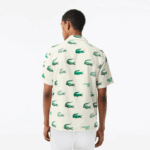 Men Lacoste V0ZN473 White 70V Golf Printed Short-Sleeve Shirt - Image 3
