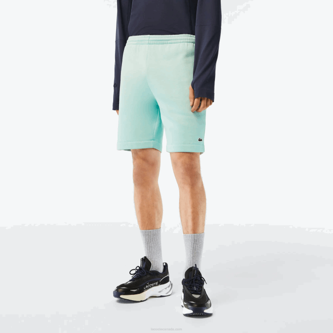 Men Lacoste V0ZN475 Mint LGF Organic Brushed Cotton Fleece Shorts - Image 2
