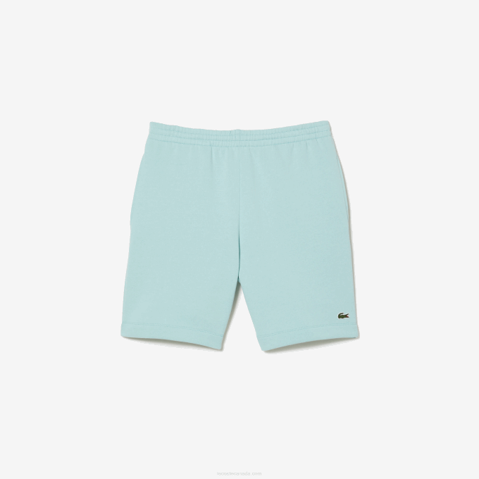 Men Lacoste V0ZN475 Mint LGF Organic Brushed Cotton Fleece Shorts - Image 4