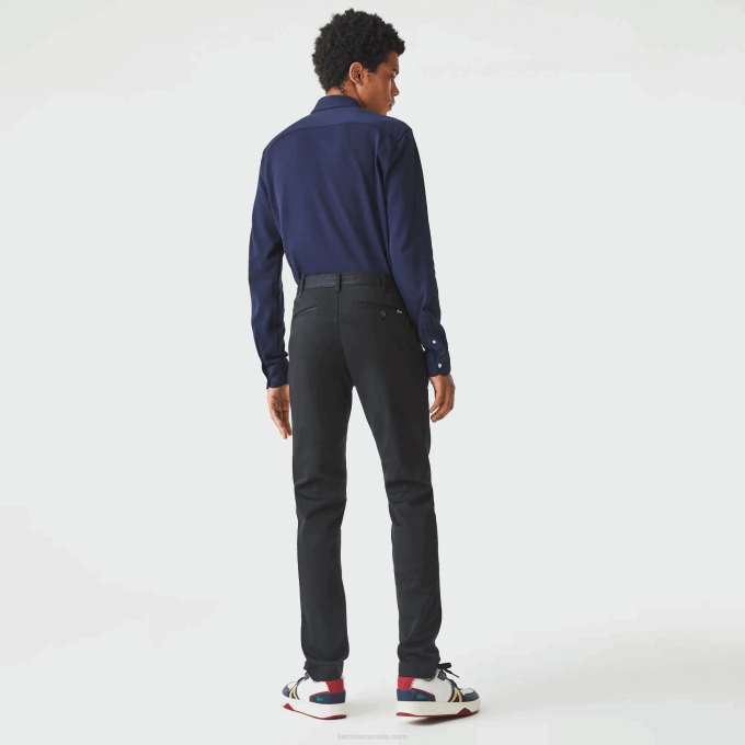 Men Lacoste V0ZN477 Black 031 New Classic Slim Fit Stretch Cotton Pants - Image 3
