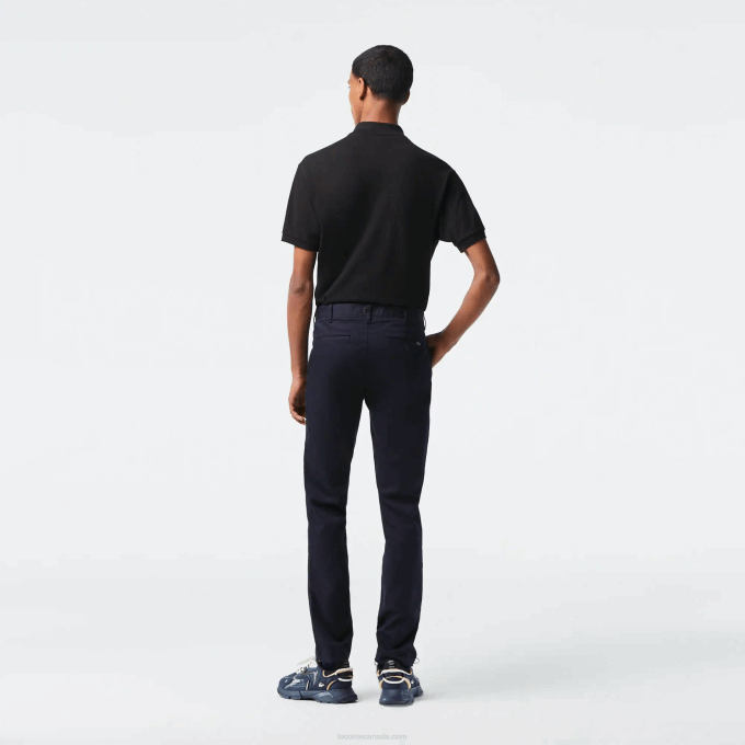 Men Lacoste V0ZN478 Navy Blue HDE New Classic Slim Fit Stretch Cotton Pants - Image 3
