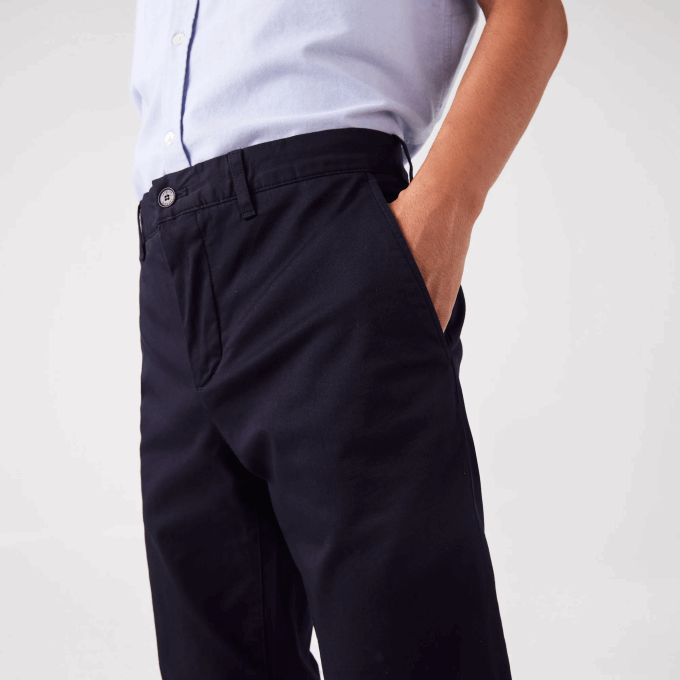 Men Lacoste V0ZN478 Navy Blue HDE New Classic Slim Fit Stretch Cotton Pants - Image 5