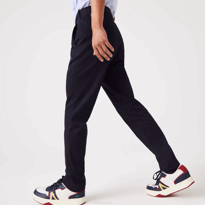 Men Lacoste V0ZN478 Navy Blue HDE New Classic Slim Fit Stretch Cotton Pants - Image 6