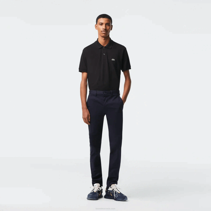 Men Lacoste V0ZN478 Navy Blue HDE New Classic Slim Fit Stretch Cotton Pants - Image 1