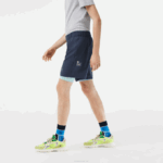 Men Lacoste V0ZN480 Blue Light Green B00 Two-Tone SPORT Shorts with Built-in Undershorts - Image 2