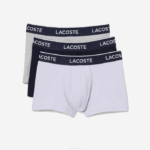 Men Lacoste V0ZN482 Purple Navy Blue Grey Chine GGJ Casual Boxer Brief 3-Pack - Image 4