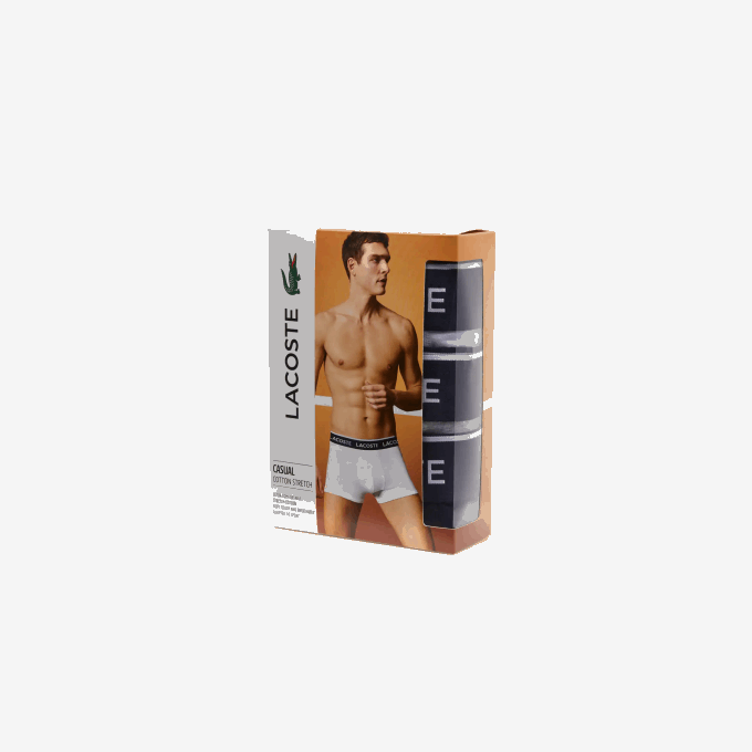 Men Lacoste V0ZN482 Purple Navy Blue Grey Chine GGJ Casual Boxer Brief 3-Pack - Image 5