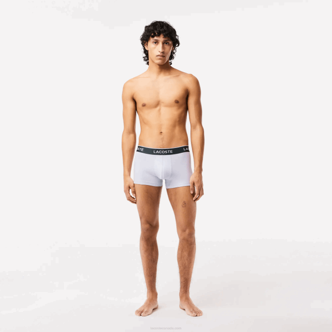 Men Lacoste V0ZN482 Purple Navy Blue Grey Chine GGJ Casual Boxer Brief 3-Pack - Image 1