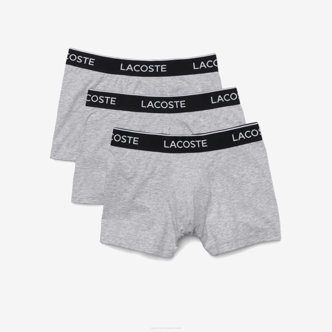 Men Lacoste V0ZN485 Grey Chine CCA Casual Boxer Brief 3-Pack - Image 4