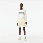 Men Lacoste V0ZN486 White XFJ Unbrushed Organic Cotton Fleece Shorts