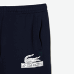 Men Lacoste V0ZN487 Navy Blue 166 Unbrushed Organic Cotton Fleece Shorts - Image 5