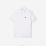 Men Lacoste V0ZN490 White 001 Short Sleeve Linen Shirt - Image 4