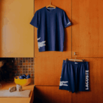 Men Lacoste V0ZN495 Navy Blue White 525 Cotton Jersey Contrast Print T-Shirt - Image 5