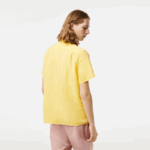 Men Lacoste V0ZN496 Yellow 107 Short Sleeve Linen Shirt - Image 3