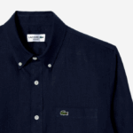 Men Lacoste V0ZN497 Navy Blue 166 Linen Shirt - Image 2