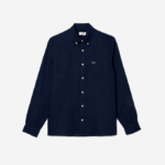 Men Lacoste V0ZN497 Navy Blue 166 Linen Shirt