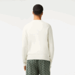 Men Lacoste V0ZN501 White Green X0N Round Neck Jersey Sweater - Image 2