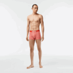Men Lacoste V0ZN503 Orange Grey Chine White TTI 3-Pack Stretch Cotton Printed Trunks