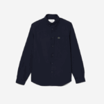 Men Lacoste V0ZN507 Navy Blue 423 Buttoned Collar Oxford Cotton Shirt - Image 5