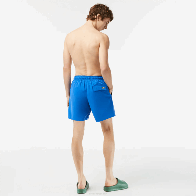 Men Lacoste V0ZN518 Blue KXB Quick-Dry Swim Trunks with Travel Bag - Image 3