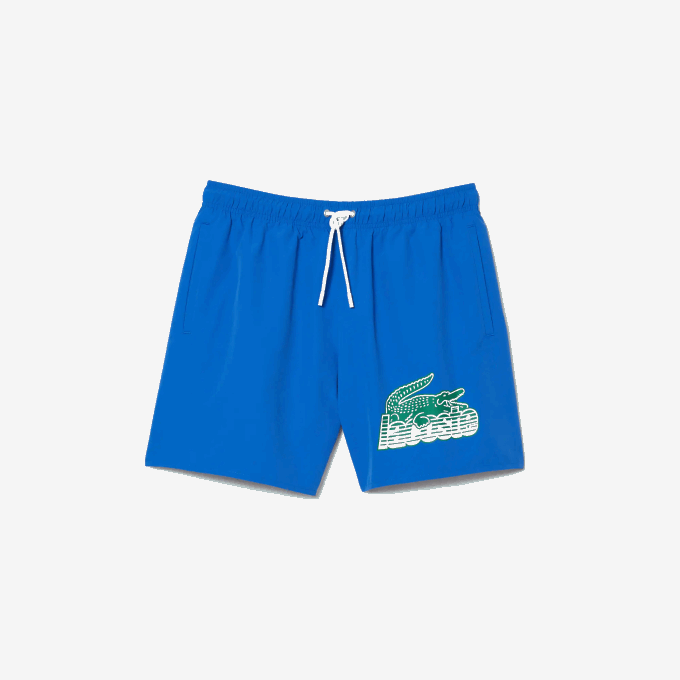 Men Lacoste V0ZN518 Blue KXB Quick-Dry Swim Trunks with Travel Bag - Image 4