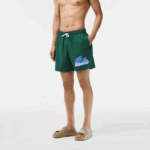 Men Lacoste V0ZN519 Green 132 Quick-Dry Swim Trunks with Travel Bag - Image 2