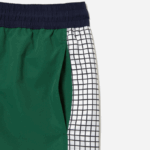 Men Lacoste V0ZN520 Navy Blue Green White AST Recycled Polyester Colorblock Swim Trunks - Image 6