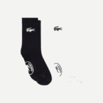 Men Lacoste V0ZN523 White Navy Blue EV0 Two-Pack French Made Organic Cotton Socks