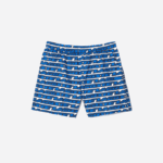 Men Lacoste V0ZN524 White Blue ANY Two-Tone Print Swim Trunks - Image 4