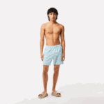 Men Lacoste V0ZN525 Light Green CR5 Two-Tone Print Swim Trunks