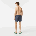 Men Lacoste V0ZN532 Navy Blue White XCH Recycled Polyester Checked Swim Trunks - Image 3